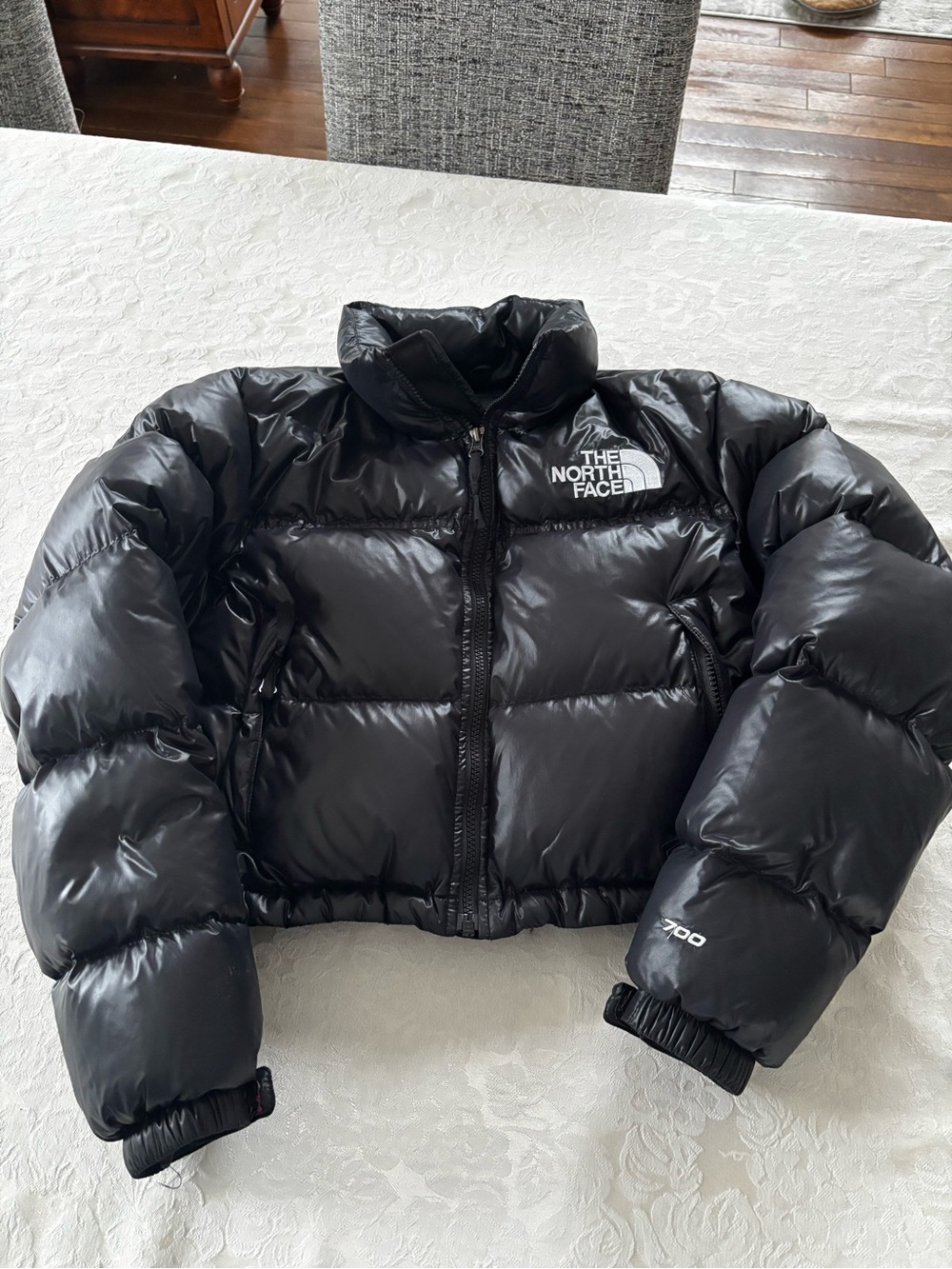 THE NORTH FACE Womens Nuptse Goose down crop puffer jacket - Black sz S